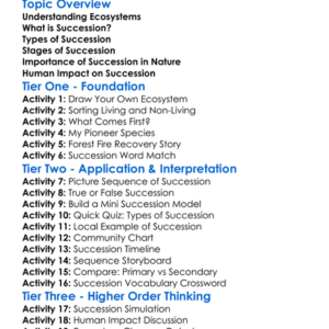 Succession In Ecosystems Worksheet Activity Booklet