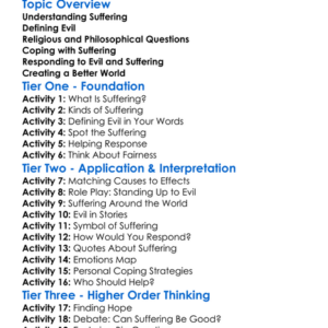 Suffering And Evil Worksheet Activity Booklet