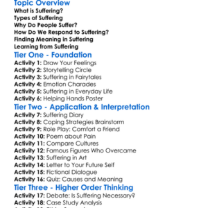 Suffering And Its Meaning Worksheet Activity Booklet