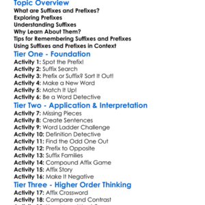 Suffixes And Prefixes Worksheet Activity Booklet