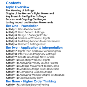 Suffrage And The Womens Rights Movement Worksheet Activity Booklet