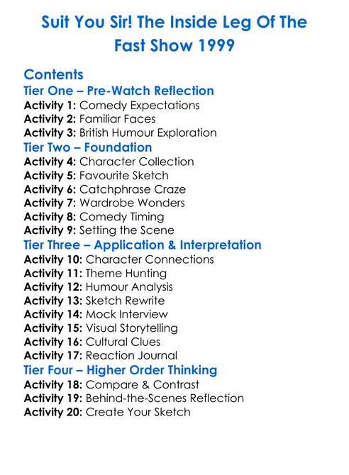 Suit You Sir The Inside Leg Of The Fast Show 1999 Worksheet Activity Booklet