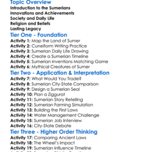 Sumerians Worksheet Activity Booklet