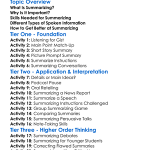 Summarizing Spoken Information Worksheet Activity Booklet