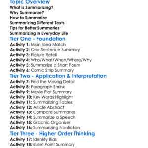 Summarizing Texts Worksheet Activity Booklet