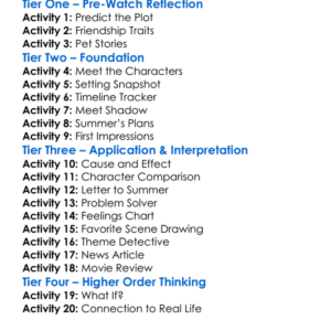 Summers Shadow 2014 Worksheet Activity Booklet