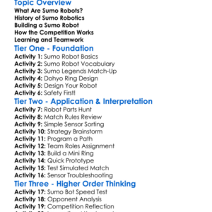 Sumo Robots Worksheet Activity Booklet