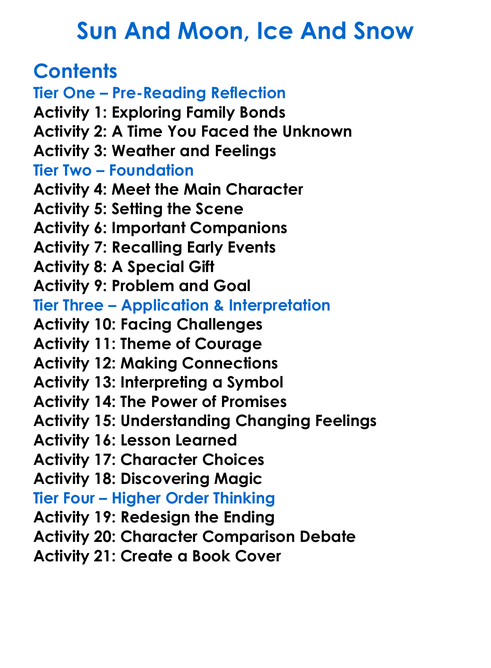 Sun And Moon Ice And Snow Worksheet Activity Booklet