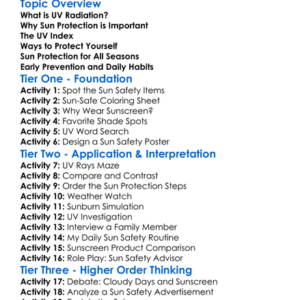 Sun Protection And Uv Awareness Worksheet Activity Booklet