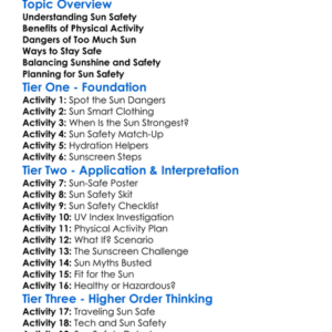Sun Safety And Physical Activity Worksheet Activity Booklet