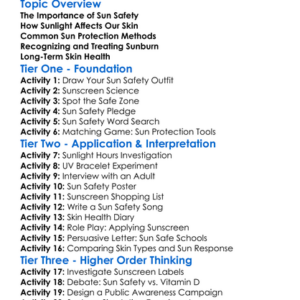 Sun Safety And Skin Health Worksheet Activity Booklet