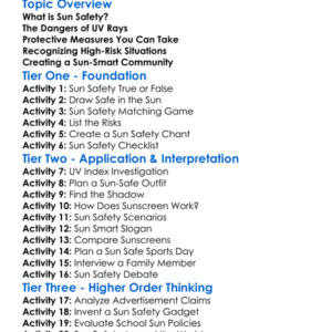 Sun Safety In Outdoor Activities Worksheet Activity Booklet