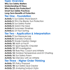 Sun Safety In Outdoor Sports Worksheet Activity Booklet