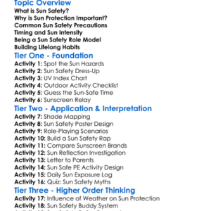 Sun Safety In Physical Education Worksheet Activity Booklet