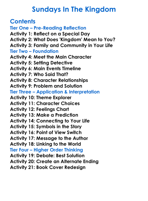Sundays In The Kingdom Worksheet Activity Booklet