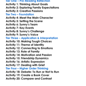 Sunny Jason Reynolds Worksheet Activity Booklet