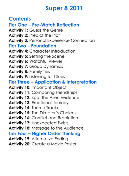 Super 8 2011 Worksheet Activity Booklet