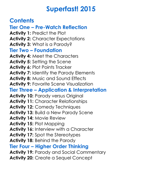 Superfast 2015 Worksheet Activity Booklet