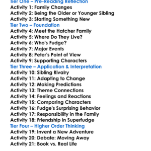 Superfudge Judy Blume Worksheet Activity Booklet