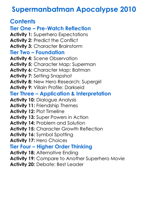 Supermanbatman Apocalypse 2010 Worksheet Activity Booklet
