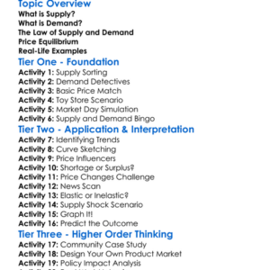 Supply And Demand Principles Worksheet Activity Booklet