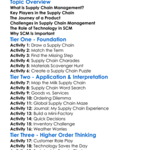 Supply Chain Management Worksheet Activity Booklet