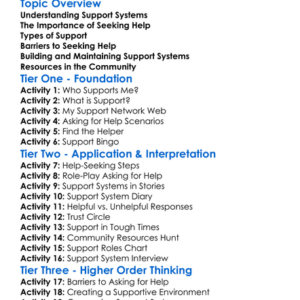 Support Systems And Seeking Help Worksheet Activity Booklet