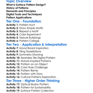 Surface Pattern Design Worksheet Activity Booklet
