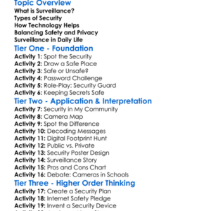 Surveillance And Security Worksheet Activity Booklet