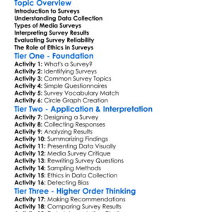 Survey And Data Collection In Media Worksheet Activity Booklet