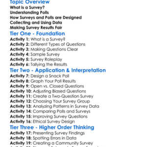 Survey And Poll Design Worksheet Activity Booklet