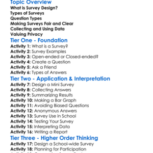 Survey Design Worksheet Activity Booklet