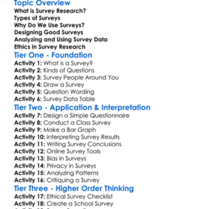 Survey Research Worksheet Activity Booklet