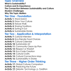 Sustainability And Culture Worksheet Activity Booklet