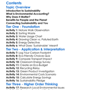 Sustainability And Environmental Accounting Worksheet Activity Booklet