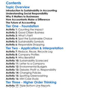 Sustainability And Social Responsibility In Accounting Worksheet Activity Booklet