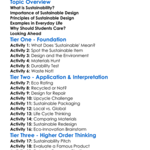 Sustainability In Design Worksheet Activity Booklet