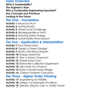 Sustainability In Engineering Worksheet Activity Booklet