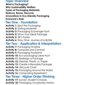 Sustainability In Packaging Worksheet Activity Booklet