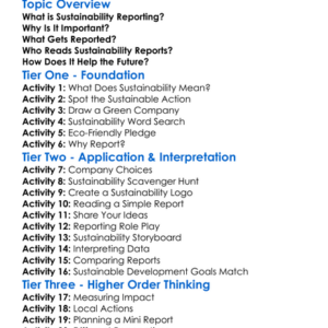 Sustainability Reporting Worksheet Activity Booklet
