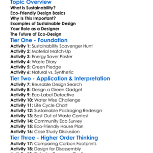 Sustainable And Eco-Friendly Design Worksheet Activity Booklet