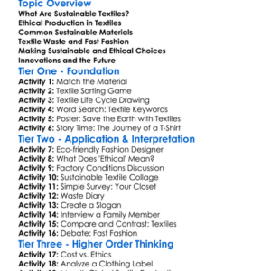 Sustainable And Ethical Textiles Worksheet Activity Booklet