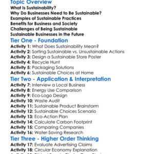 Sustainable Business Practices Worksheet Activity Booklet