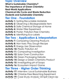 Sustainable Chemistry Worksheet Activity Booklet