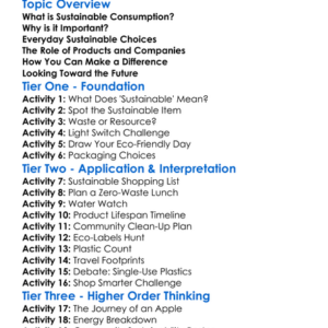 Sustainable Consumption Worksheet Activity Booklet