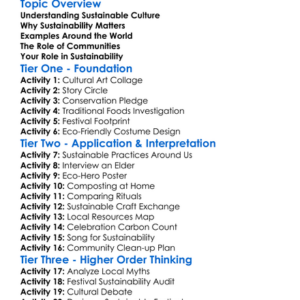 Sustainable Cultural Practices Worksheet Activity Booklet