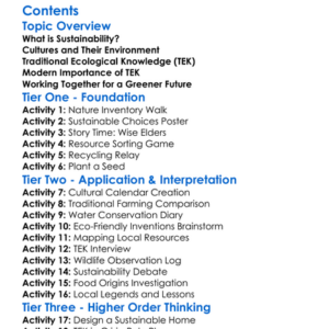 Sustainable Cultures And Traditional Ecological Knowledge Worksheet Activity Booklet