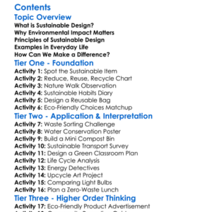 Sustainable Design And Environmental Impact Worksheet Activity Booklet
