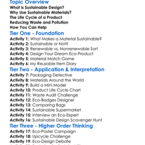 Sustainable Design And Materials Worksheet Activity Booklet