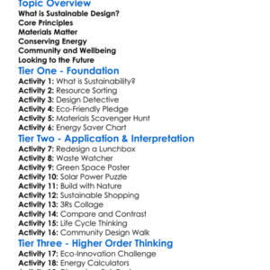 Sustainable Design Concepts Worksheet Activity Booklet